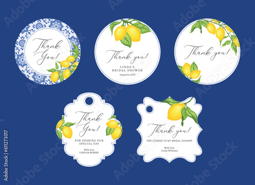 Set of wedding, bridal stickers and labels. Vector