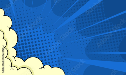 Comic blue background with cloud illustration