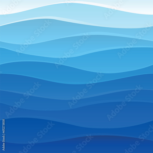 Seamless sea waves pattern. Water wave abstract design. Blue ocean wave layer