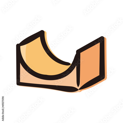 Half pipe - Skateboarding icon/illustration (Hand-drawn line, colored version)