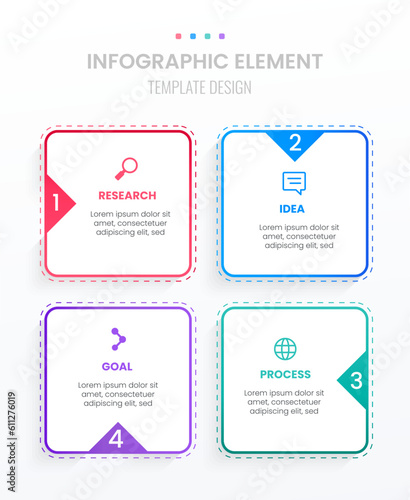 4 steps cycle square infographic design. Modern visuals and simple template design. suitable for business presentation.