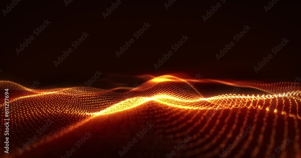 Motion abstract orange digital waves and particles. technology ...