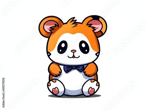 Hamster in Cartoon Style on white background - generative AI