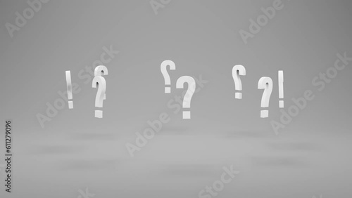 Puzzle and riddle conception, white question marks loop photo