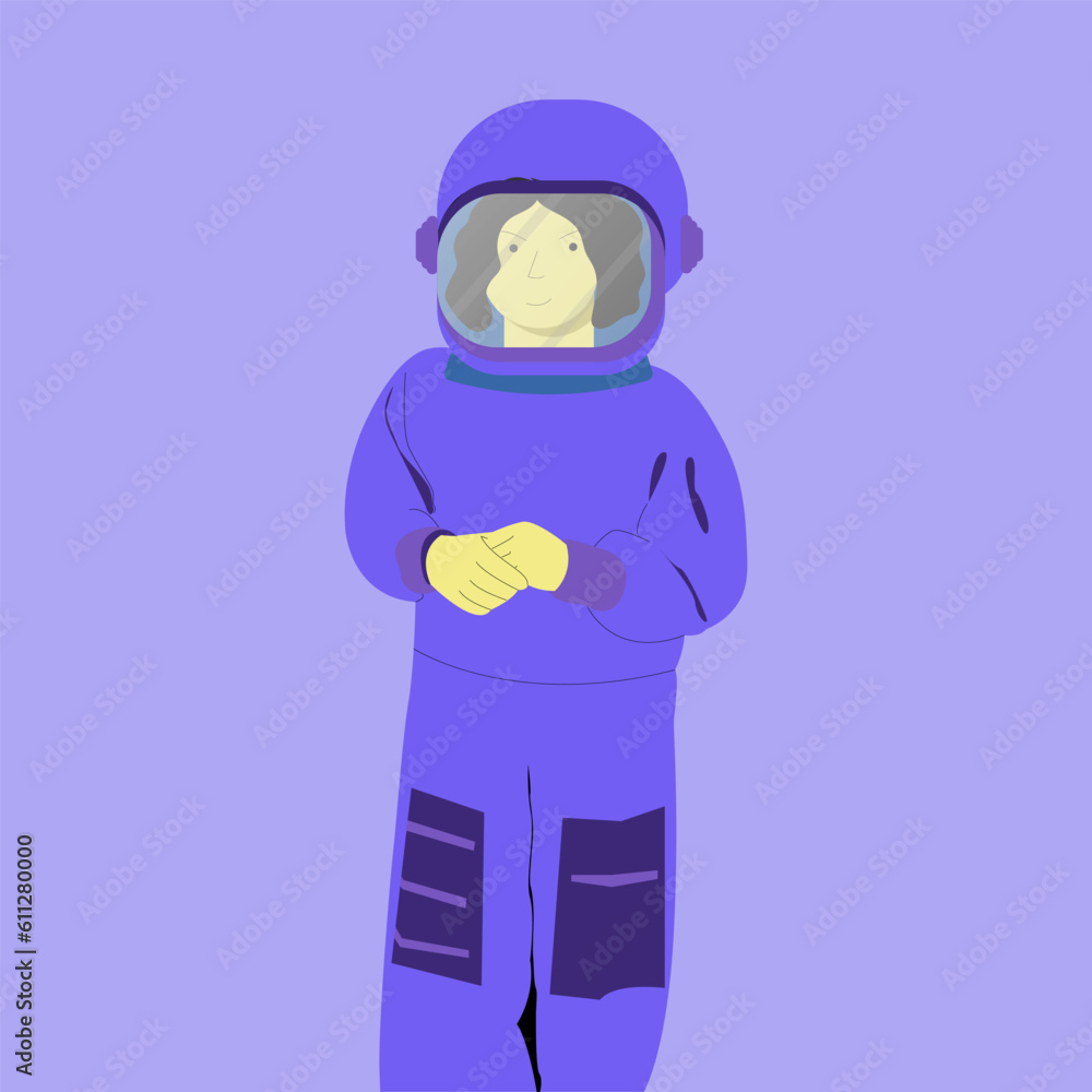 Extravehicular Mobility Unit flat art design character of women's space concept. Vector illustration Extravehicular Mobility Unit flat art design character of women's space concept. Vector illustration