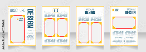 Craft master class blank brochure design. Template set with copy space for text. Premade corporate reports collection. Editable 4 paper pages. Smooch Sans Light, Bold, Arial Regular fonts used