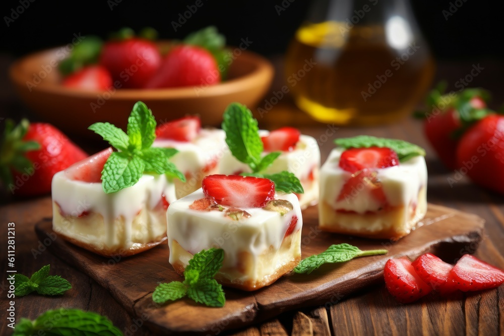 Glazed curd strawberries. Generate Ai Glazed curd strawberries. Generate Ai