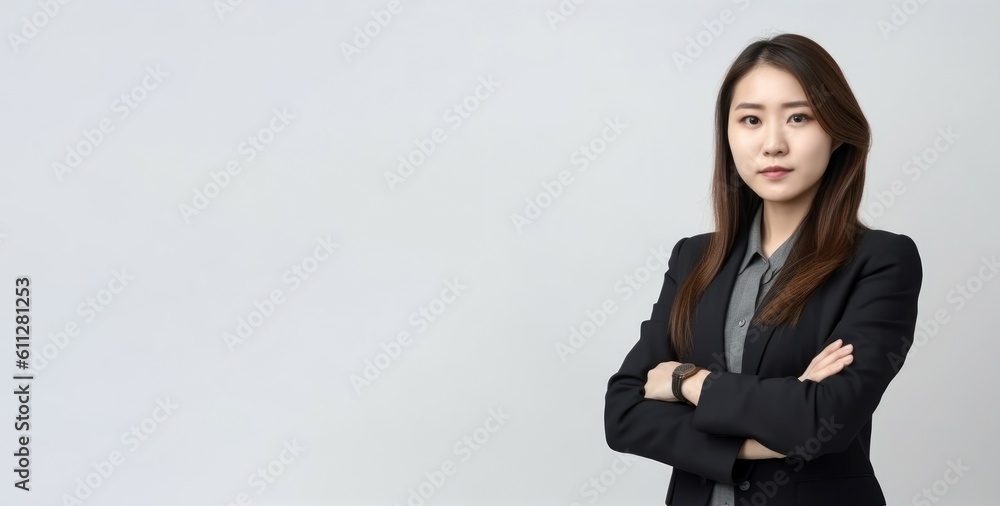 Businesswoman gloomy banner. Generate Ai Businesswoman gloomy banner. Generate Ai