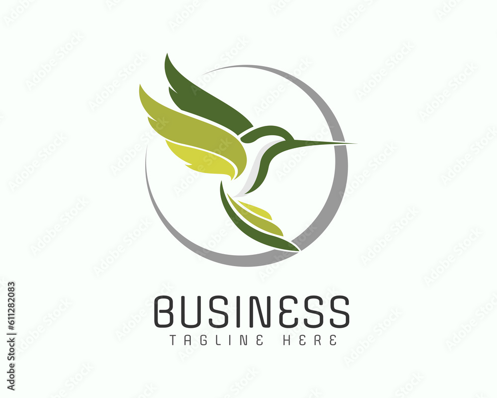 Fototapeta premium circle flying hummingbird with circle logo icon symbol design template illustration inspiration