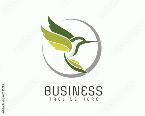 circle flying hummingbird with circle logo icon symbol design template illustration inspiration