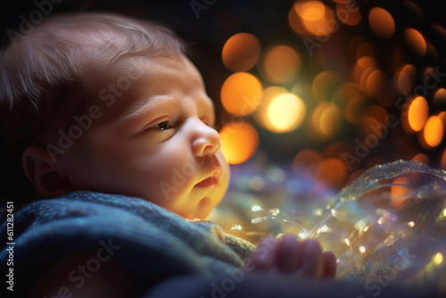 First glimpse of the world, birth of a child, newborn, bokeh Generative AI