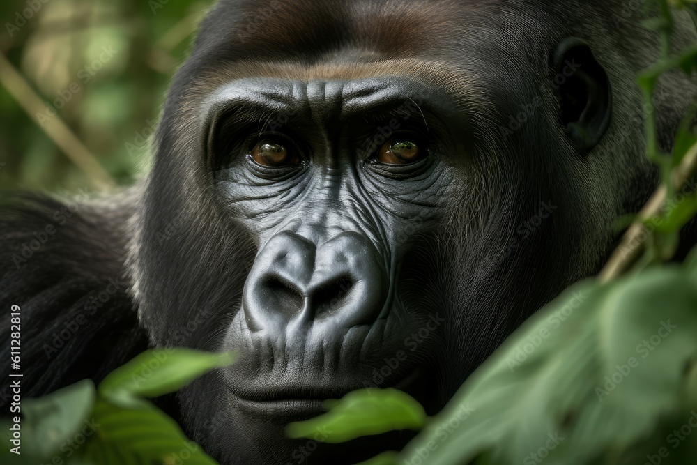 Gorilla leaves animal. Generate Ai Gorilla leaves animal. Generate Ai