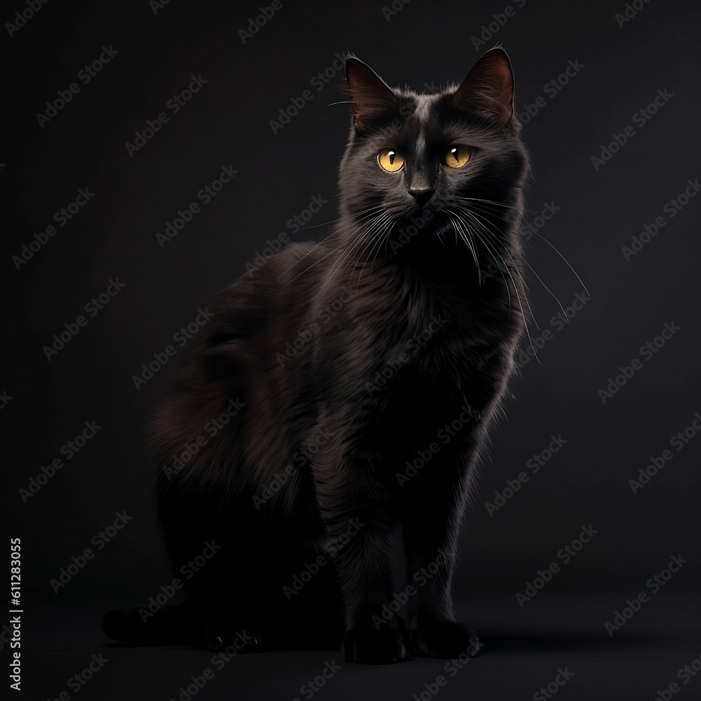 Realistic Cute Black Cat