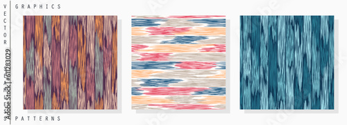 Contemporary seamless patterns. Traditional oriental ikat ornament. Simple for edit freeform zigzag shapes. Vector print