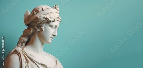 Greek statue bust banner. Generate Ai