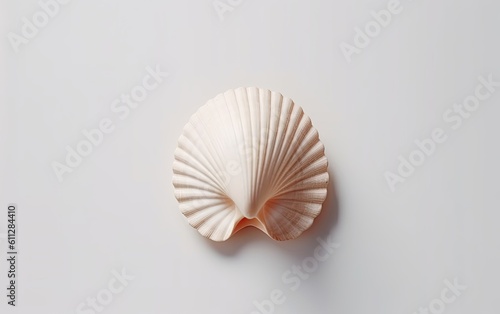 single seashell on a light neutral background - created using generative AI tools