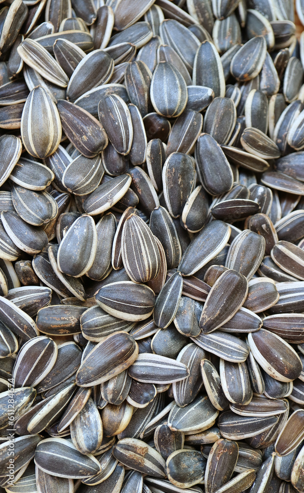 Top view of pile of raw sunflower seeds Top view of pile of raw sunflower seeds