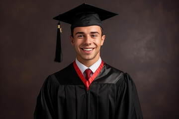 portrait of happy graduate student in hat , holding diploma, AI Generative