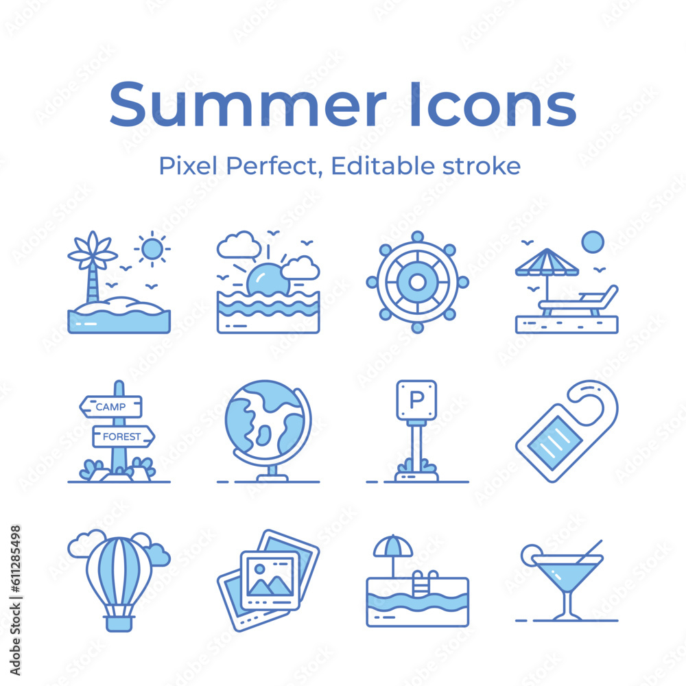 Transport yourself to a tropical paradise with this summer icons pack, featuring colorful cocktails and beach accessories Transport yourself to a tropical paradise with this summer icons pack, featuring colorful cocktails and beach accessories