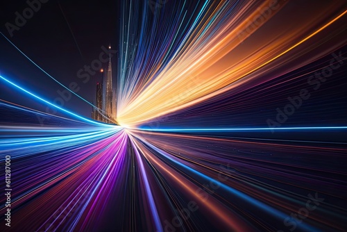 Network Connection Fiber Light Glow Generative AI