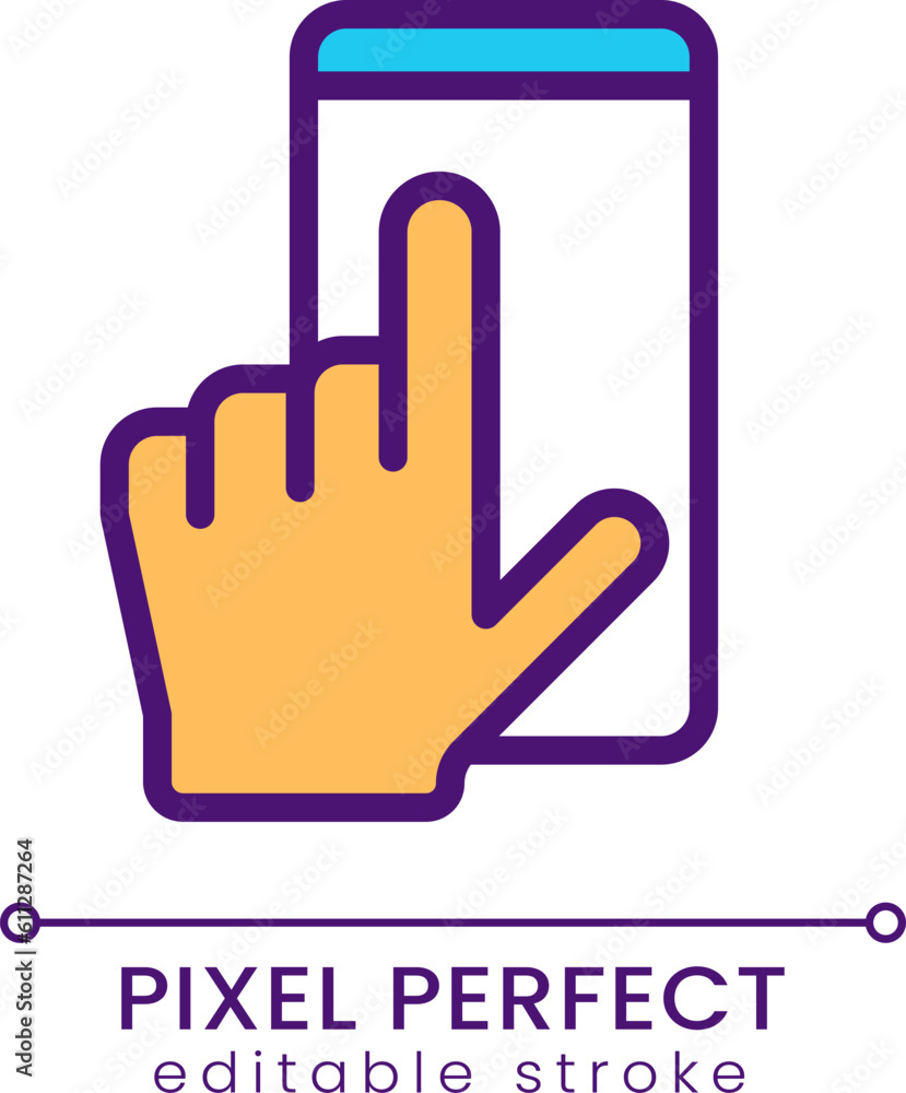 Mobile phone using pixel perfect RGB color icon. Communication technology. Application interface. Isolated vector illustration. Simple filled line drawing. Editable stroke. Poppins font used Mobile phone using pixel perfect RGB color icon. Communication technology. Application interface. Isolated vector illustration. Simple filled line drawing. Editable stroke. Poppins font used