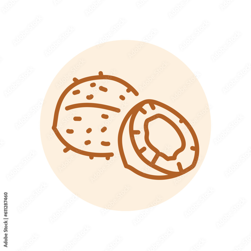 Coconut black line icon. Natural organic super food. Coconut black line icon. Natural organic super food.
