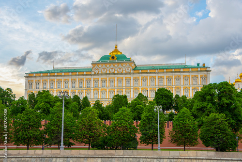 Grand Kremlin palace of the Moscow Kremlin at sunset, Russia. Administration of the President of Russia