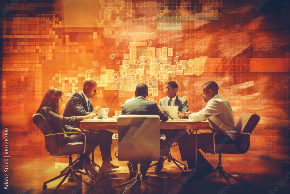 A business-themed image with a patterned background