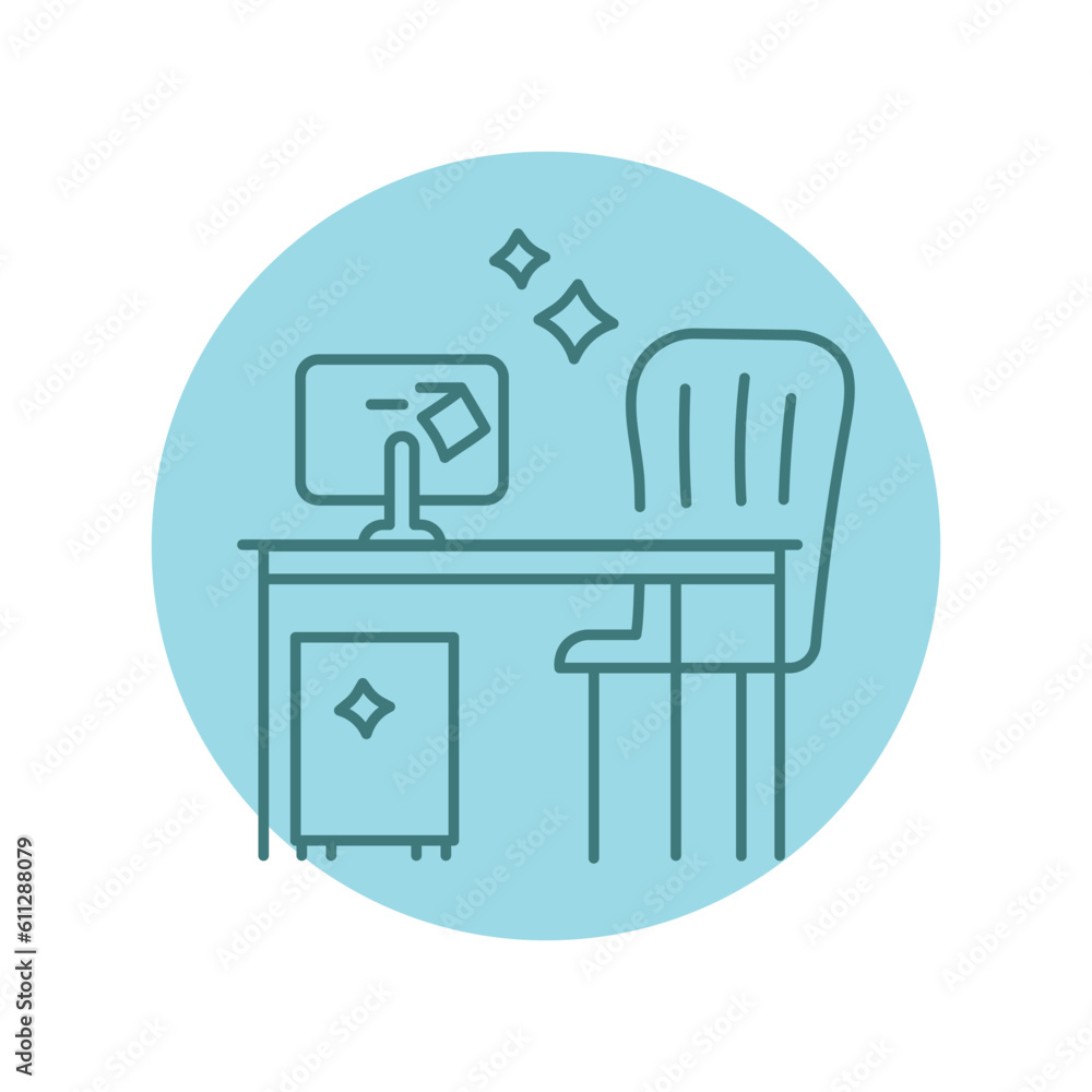 Commercial cleaning black line icon. Commercial cleaning black line icon.