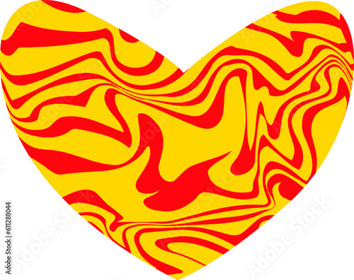 Colorful vector heart isolated. Abstract decor fire heart. Orange and yellow love symbol