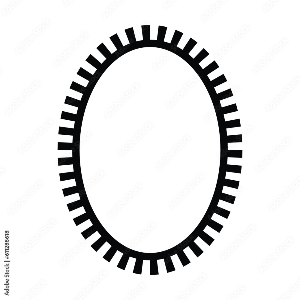 Oval frame round border design shape icon for decorative vintage doodle element for design in vector illustration