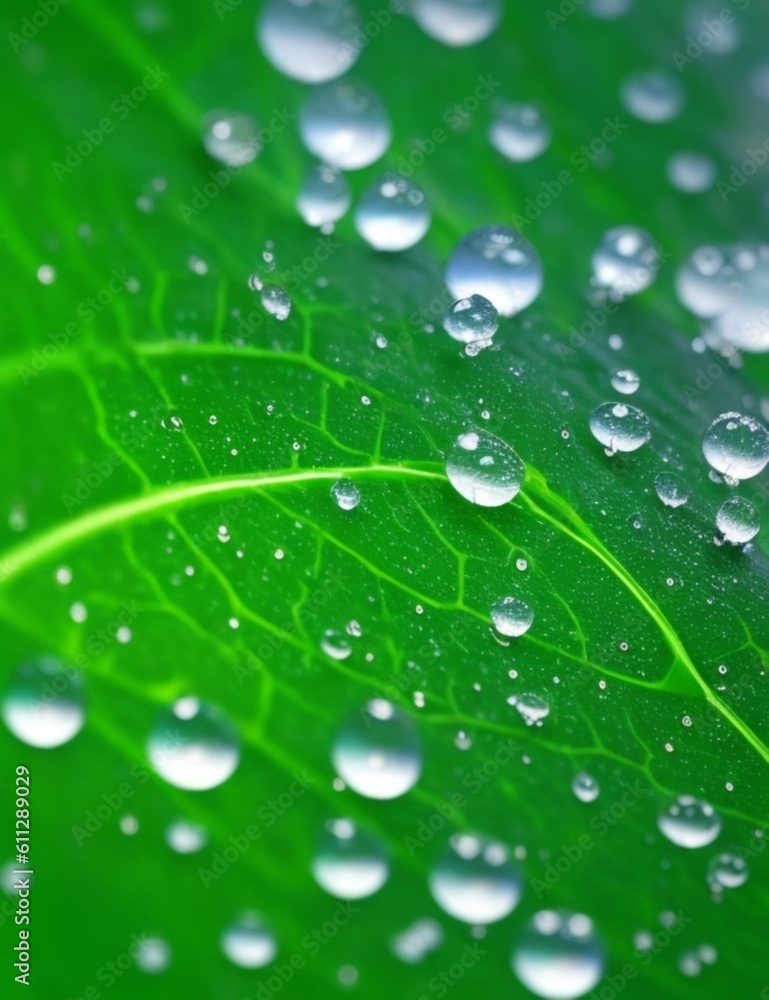water drops on green leaf