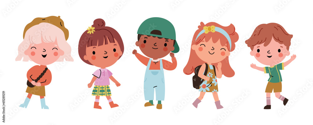 Cute kids characters vector set. Collection of kindergarten, girls, boys, children with different poses, happy, smile. Happy international children's day illustration for education, back to school. Cute kids characters vector set. Collection of kindergarten, girls, boys, children with different poses, happy, smile. Happy international children's day illustration for education, back to school.