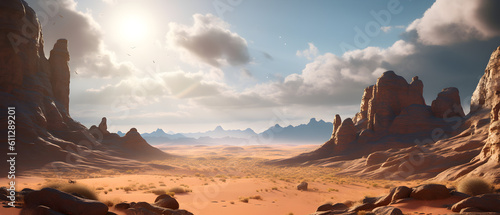Desert Landscape in the sun, AI-Generated Image