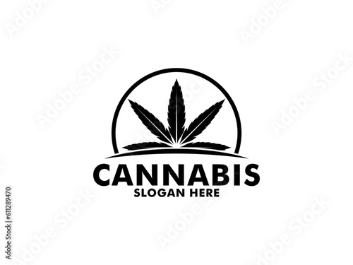 Cannabis leaf logo design. Hemp or Cannabis modern logo vector template