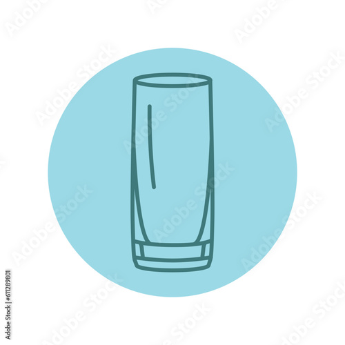 Glass of highball black line icon. Dishware