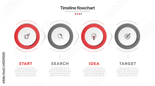 Timeline infographic design with options or steps. Infographics for business concept. Can be used for presentations workflow layout, banner, process, diagram, flow chart, info graph, annual report.