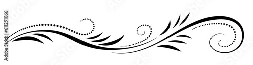Floral ornament with leaves and abstract lines. Graceful element for decor and greeting or invitation card design
