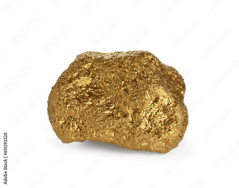 Obraz premium One beautiful gold nugget on white background