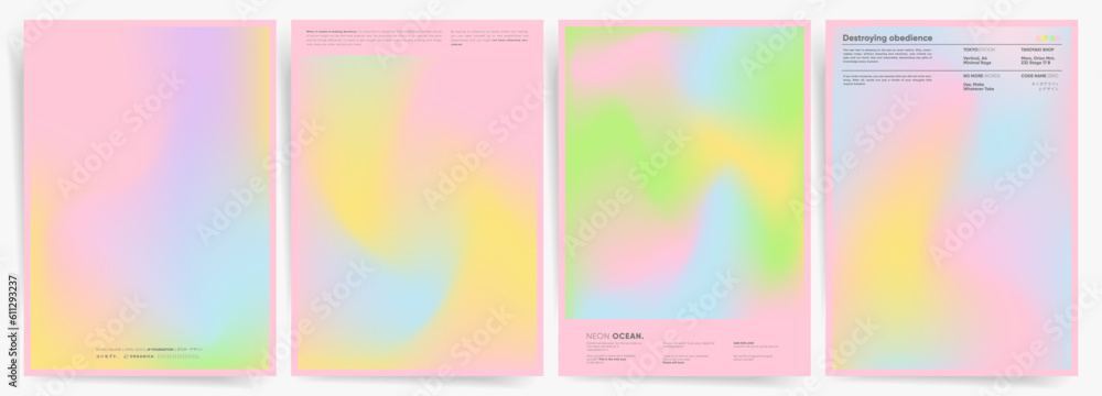 Summer Gradient: Abstract Background with Soft Mesh and Smooth Gradation. Modern Blur in Yellow, Pink, Blue, and Green. Rainbow Colors for Aesthetic Design. Perfect for Albums, Magazines, Notebooks.