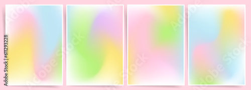 Summer Gradient Harmony. Abstract Background with Soft Mesh and Smooth Gradation. Modern Blur Design in Yellow, Pink, Blue, Green. Aesthetic Concept for Poster, Banner, Brochure, and Presentation. 