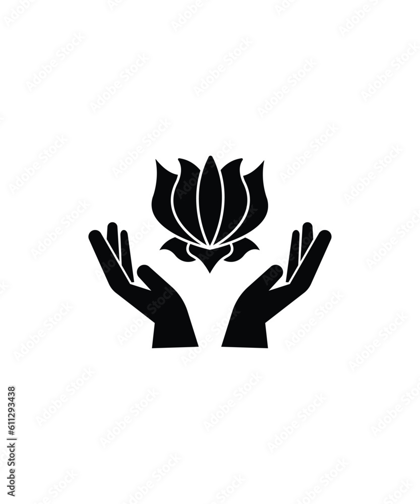 hand holding lotus flower icon, vector best flat icon. hand holding lotus flower icon, vector best flat icon.