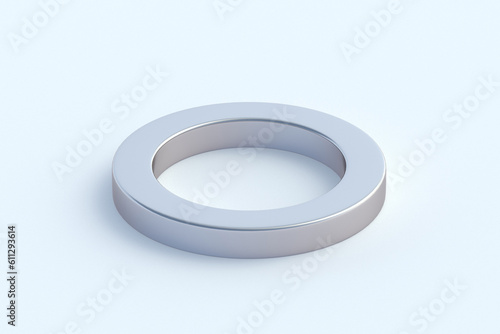 One neodymium magnet on white background. 3d render