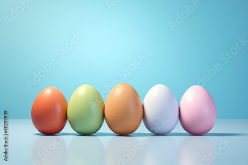 Easter eggs on a pastel background. Ai generative.