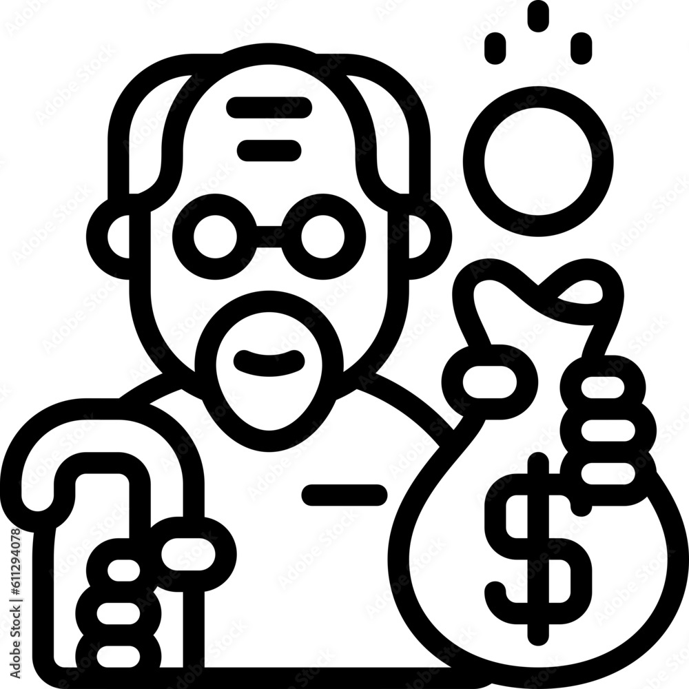 Male pensioner icon isolated useful for business, company, corporate, money and finance design Male pensioner icon isolated useful for business, company, corporate, money and finance design