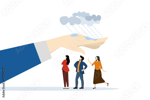 leaders to protect teams and colleagues, employee maintenance benefits, workers insurance or protection, leaders or bosses to help employees, large companies protect team members from rainstorms.