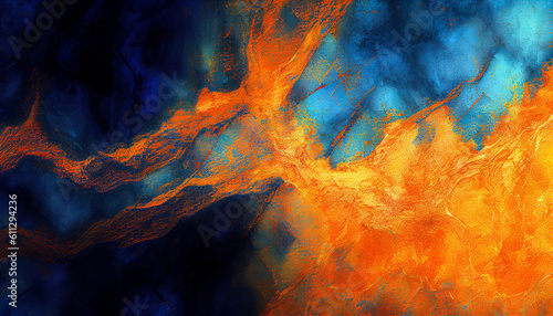 Grunge texture in orange and blue