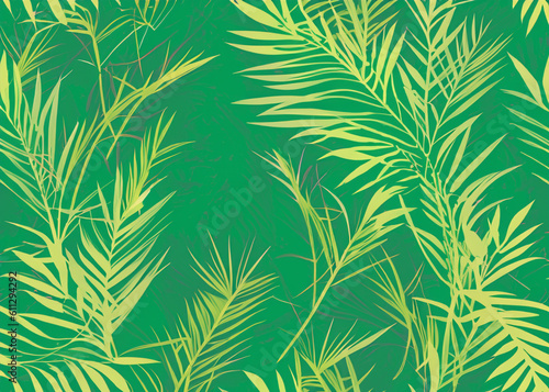 palm tree leaves seamless background wallpaper created with generative ai technology
