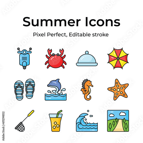 Bring the joy of summer to your projects with a delightful assortment of seaside inspired icons
