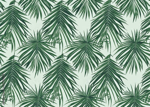 palm tree leaves seamless background wallpaper created with generative ai technology